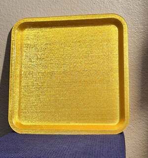 ISAAC MIZRAHI Melamine Appetizer Dessert Platter Square Gold Sparkle 13”